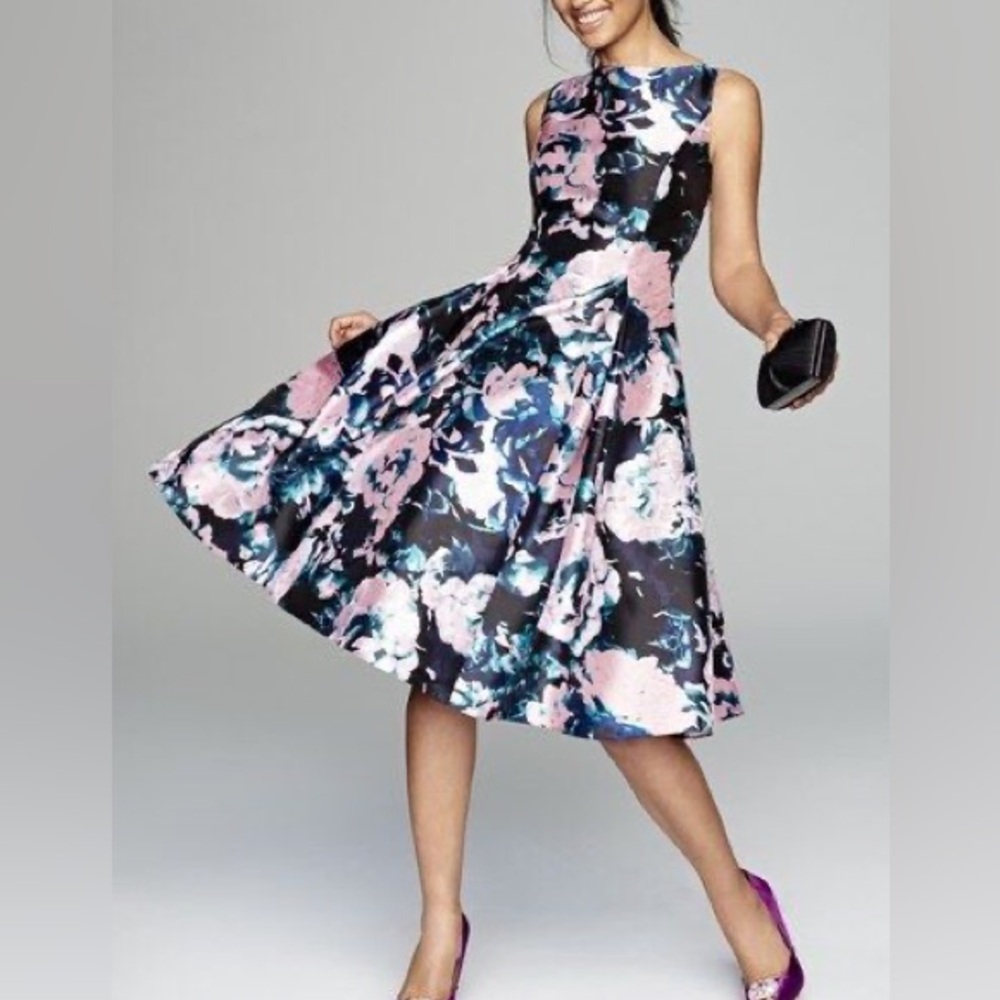 Adrianna Papell 0P Floral Mikado Dress